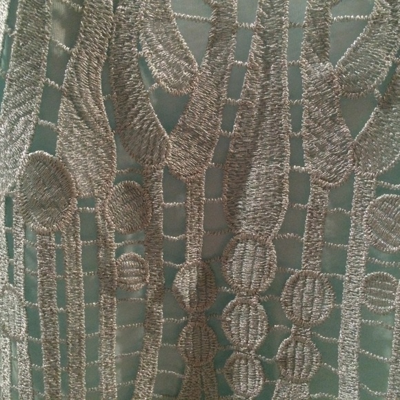 Tanktop Blouse Mint Green Fancy Lacework Sz SP - Picture 2 of 4